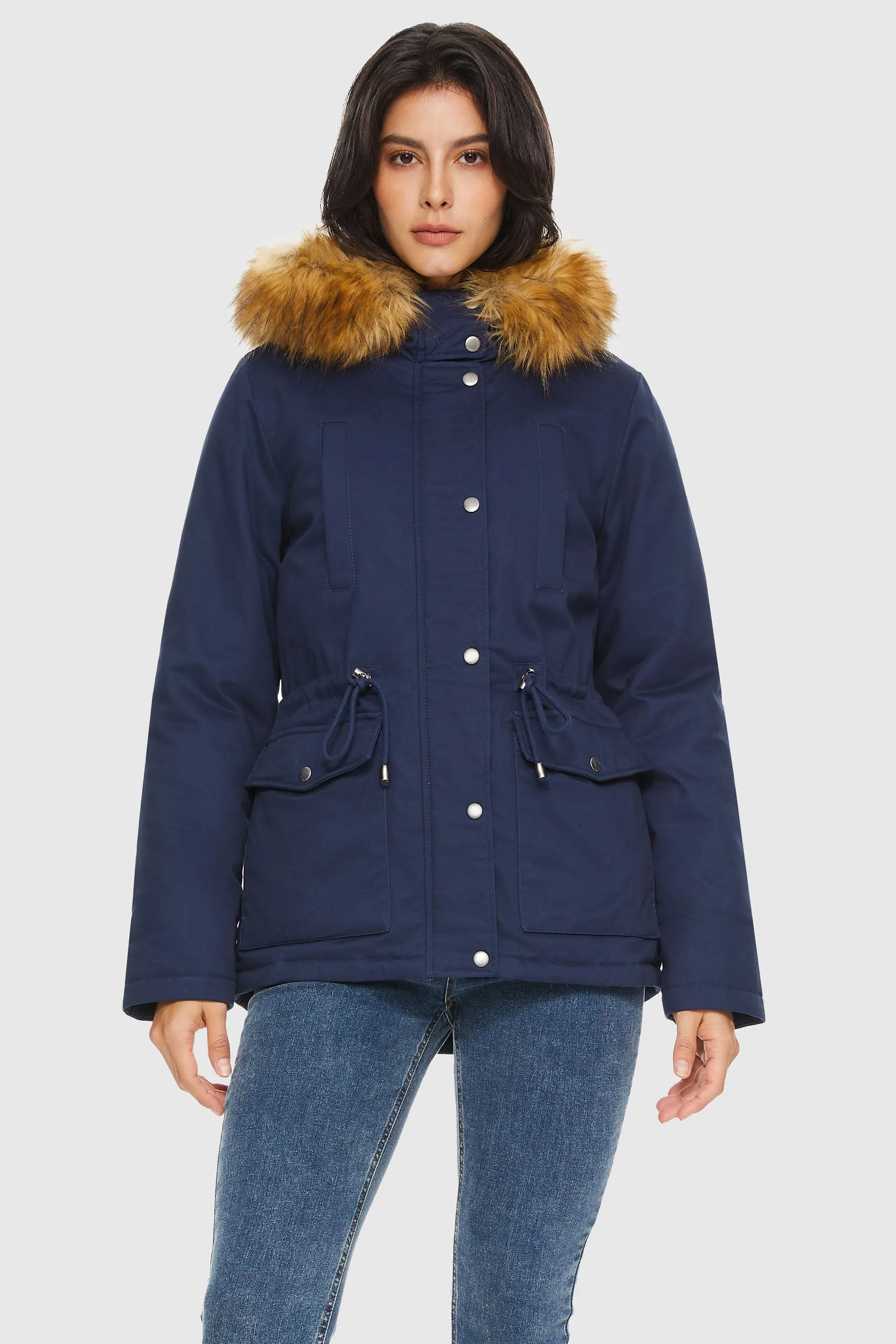 Detachable Faux Fur Winter Parka Jacket