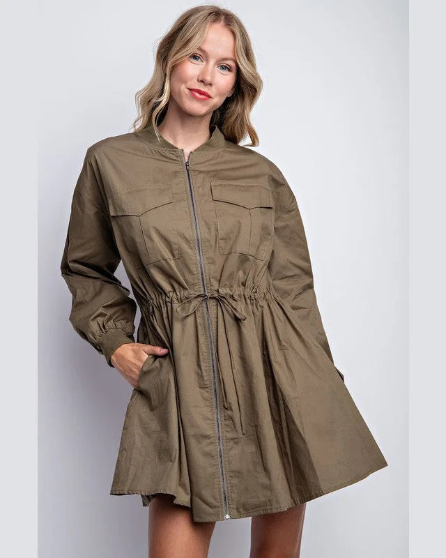 Drawstring Utility Jacket Dress