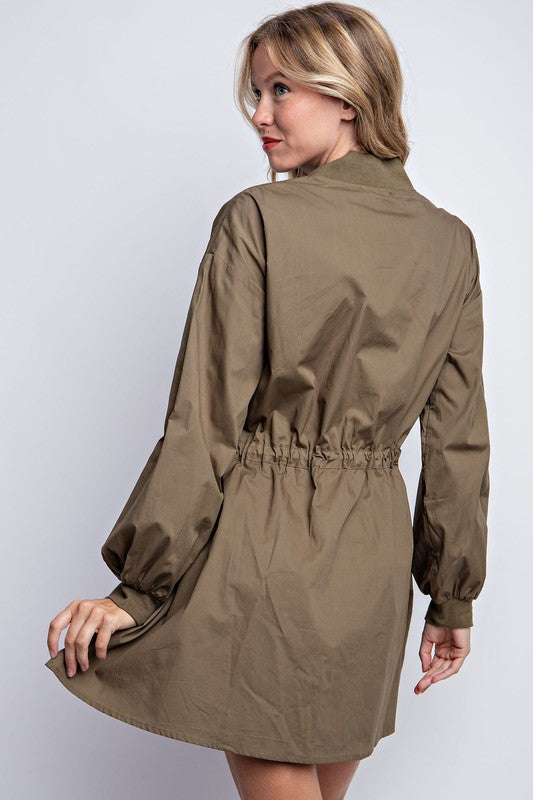 Drawstring Utility Jacket Dress