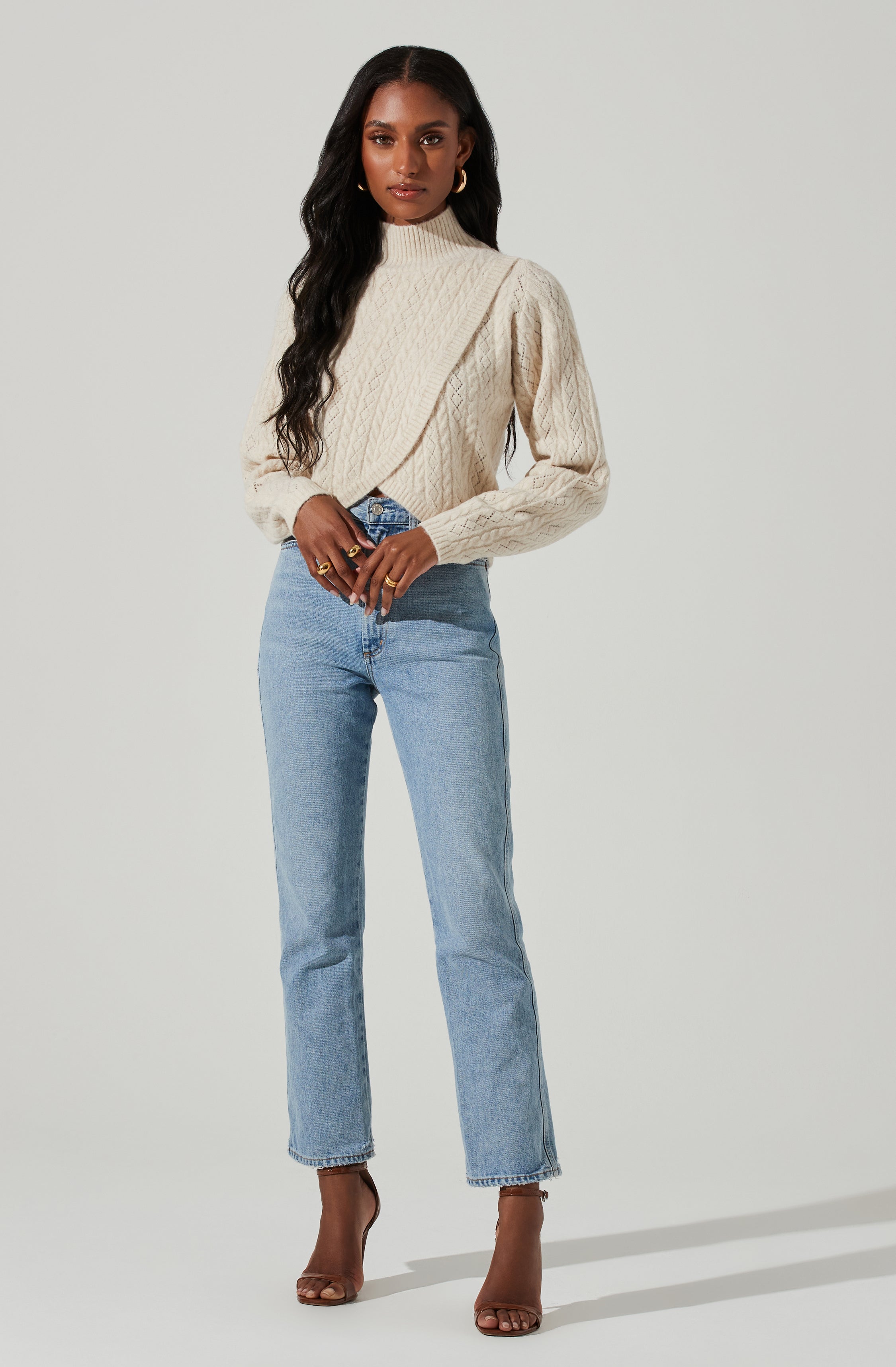 Ember Wrap Front Turtleneck Sweater