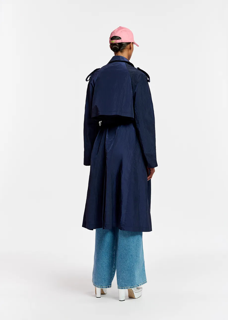 Essentiel Antwerp Fiddler Oversized Trenchcoat in Navy