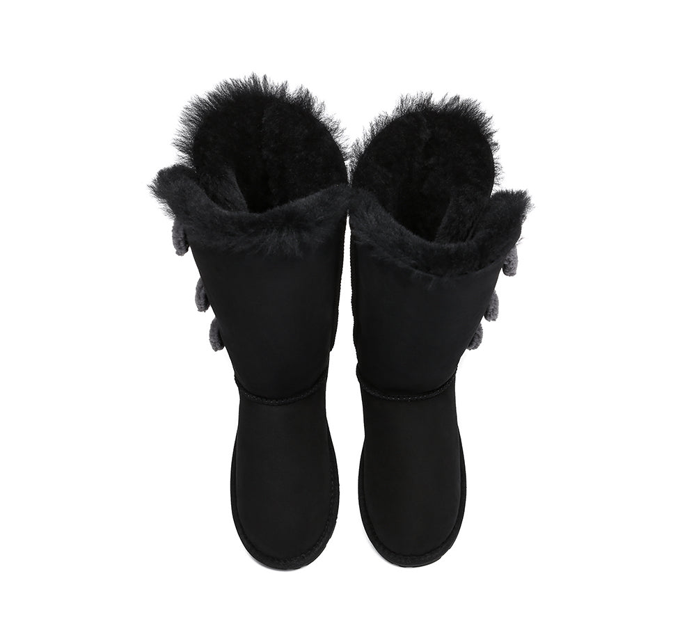 EVERAU Tall Triple Button Sheepskin Boots Aspen