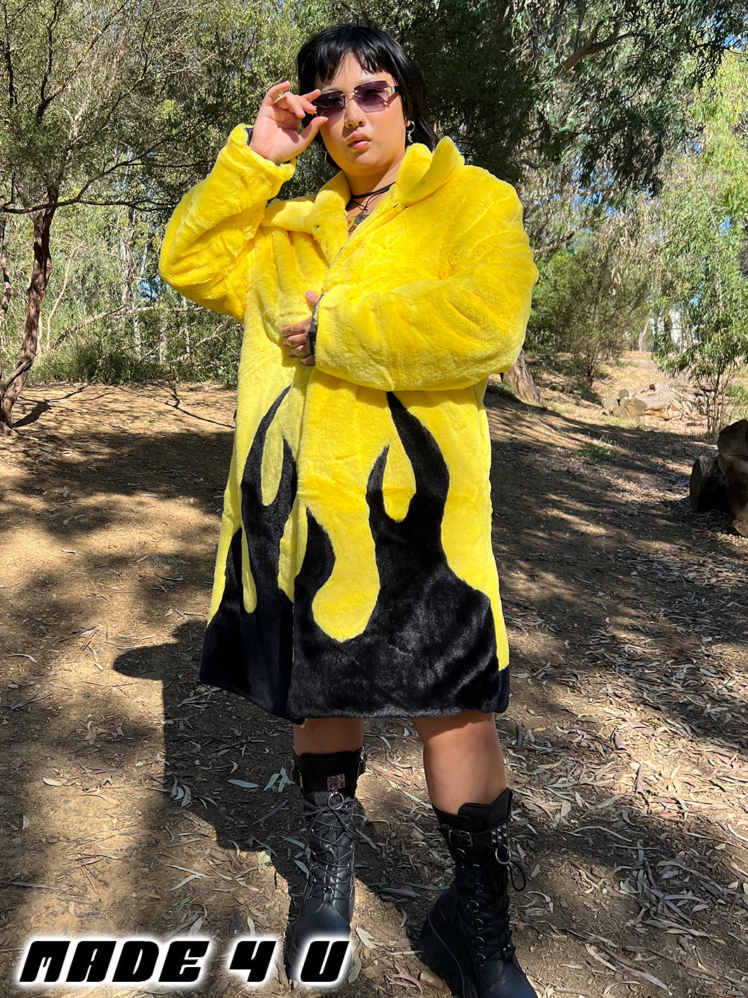 *EXCLUSIVE COLLAB* PURE FIRE FAUX FUR JACKET - YELLOW/BLACK  MADE 4 U 