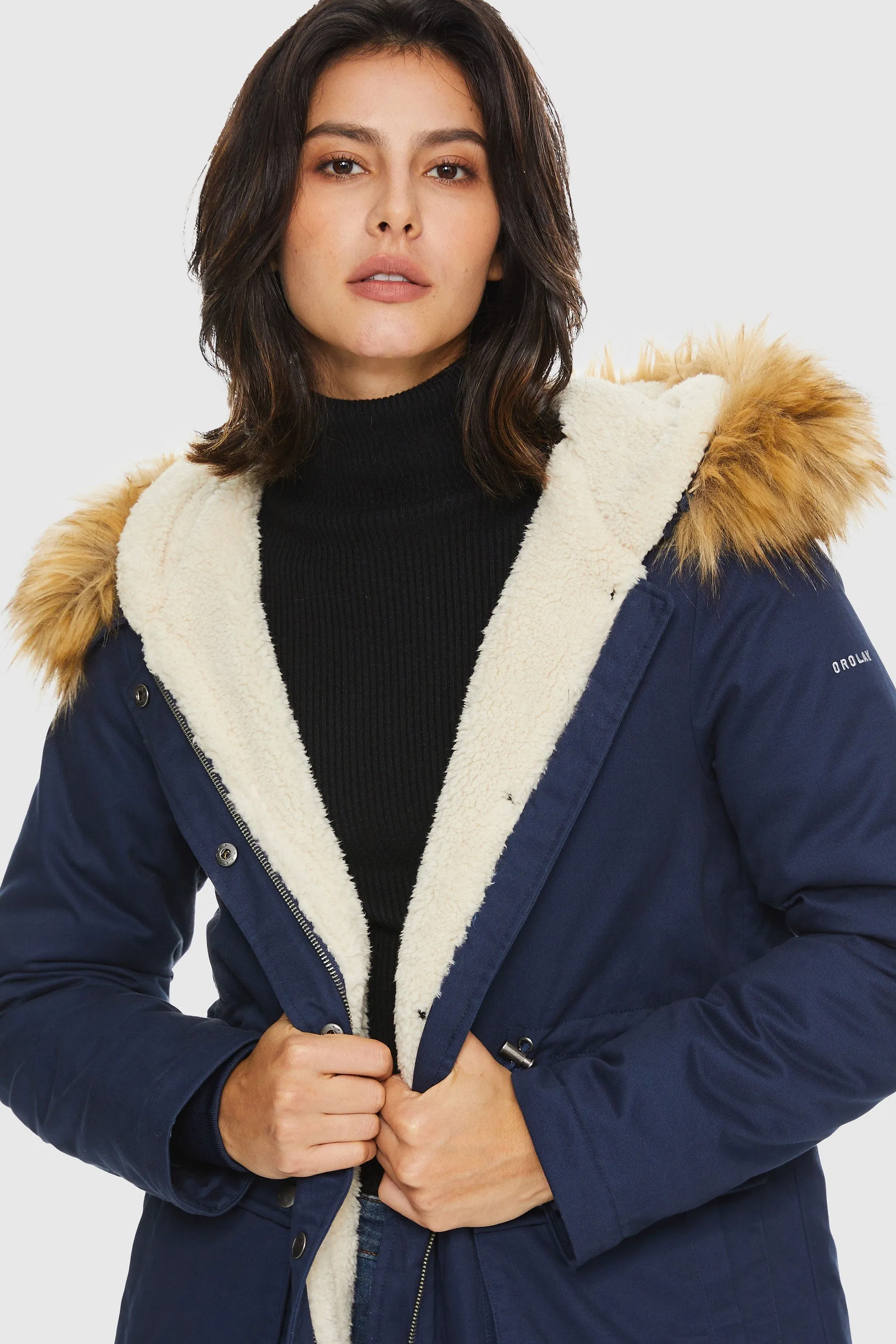 Faux Fur Thickened Hooded Parka Jacket