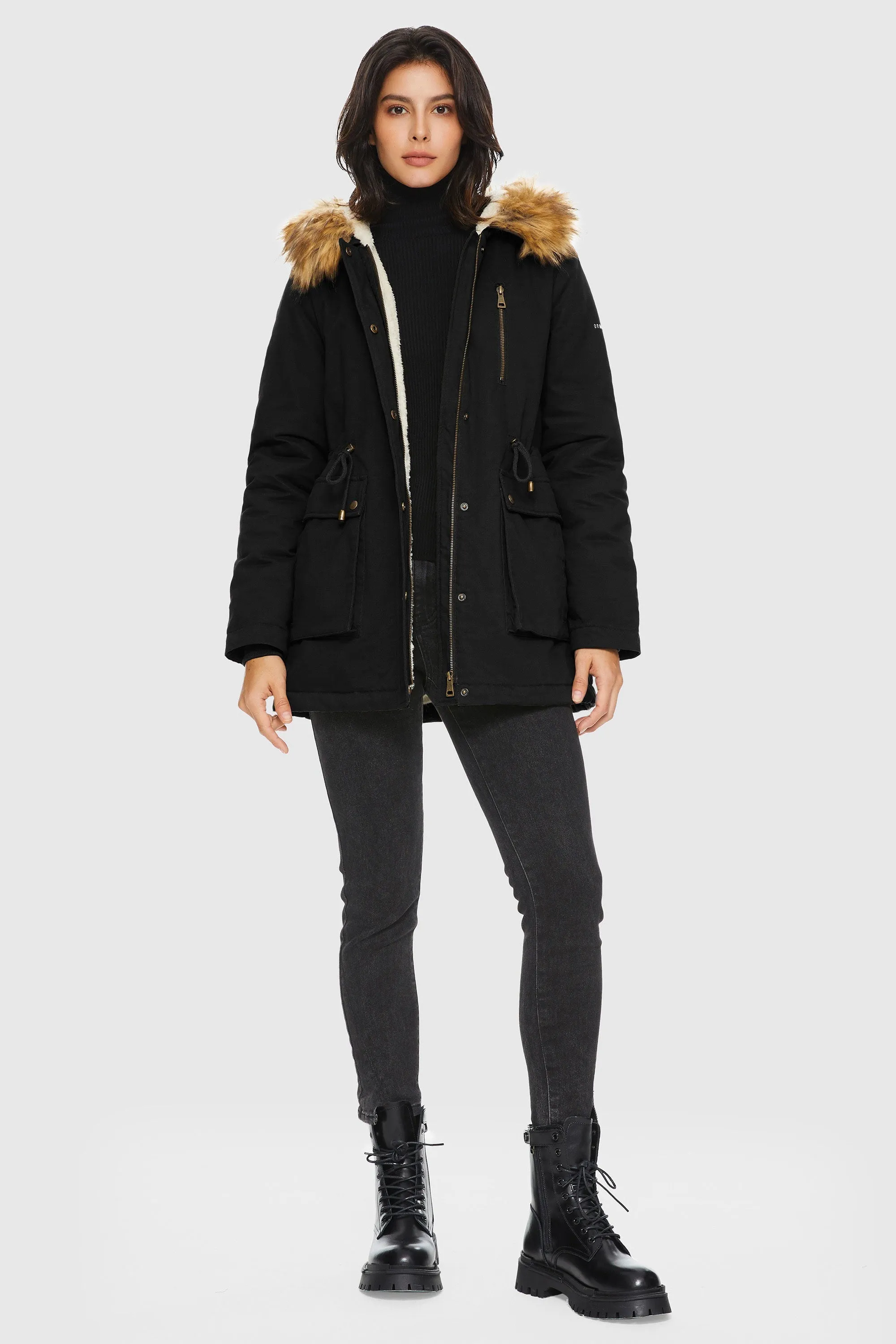 Faux Fur Thickened Hooded Parka Jacket