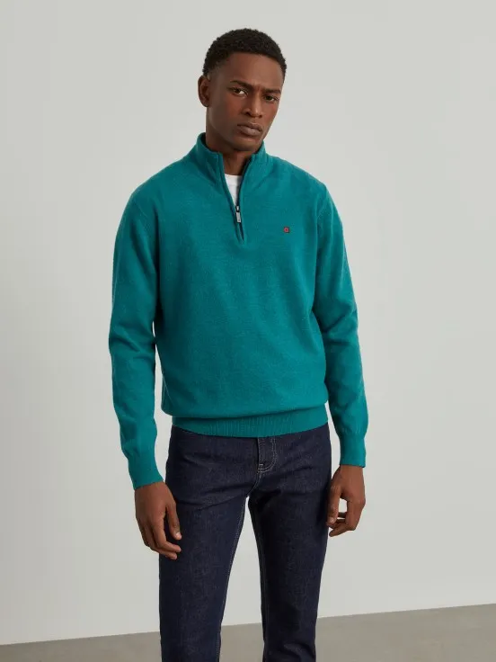 Fleece sweater with zip