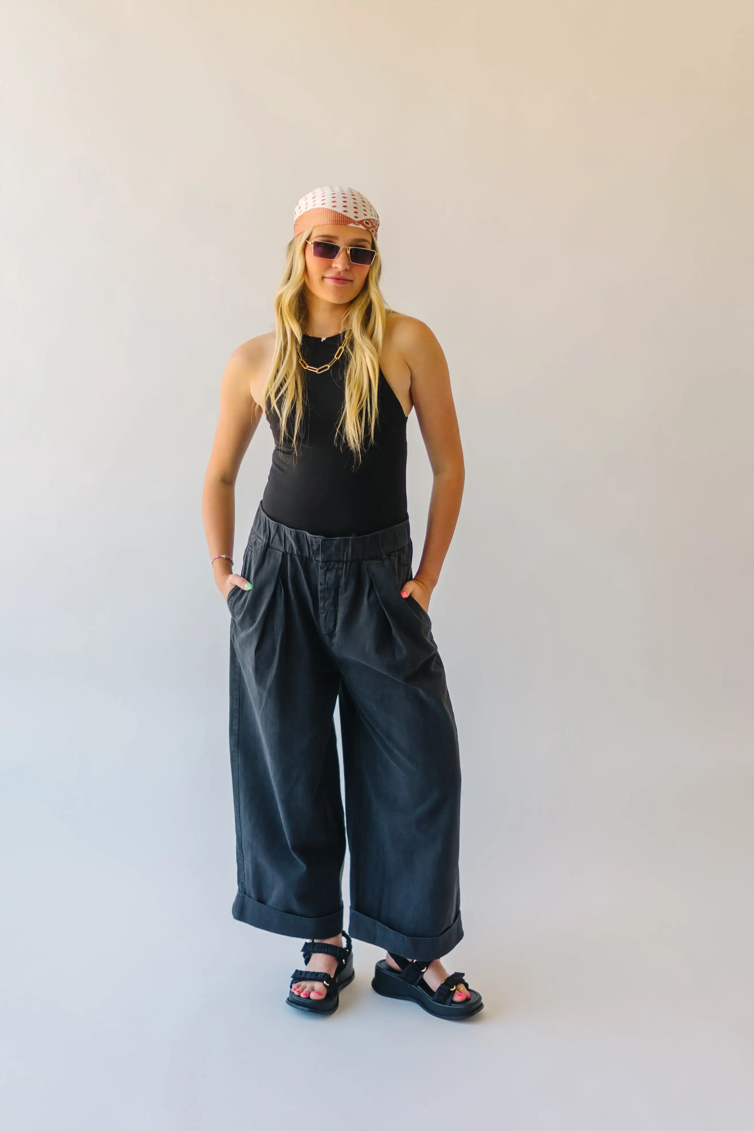 Free People: After Love Cuff Pants in Black