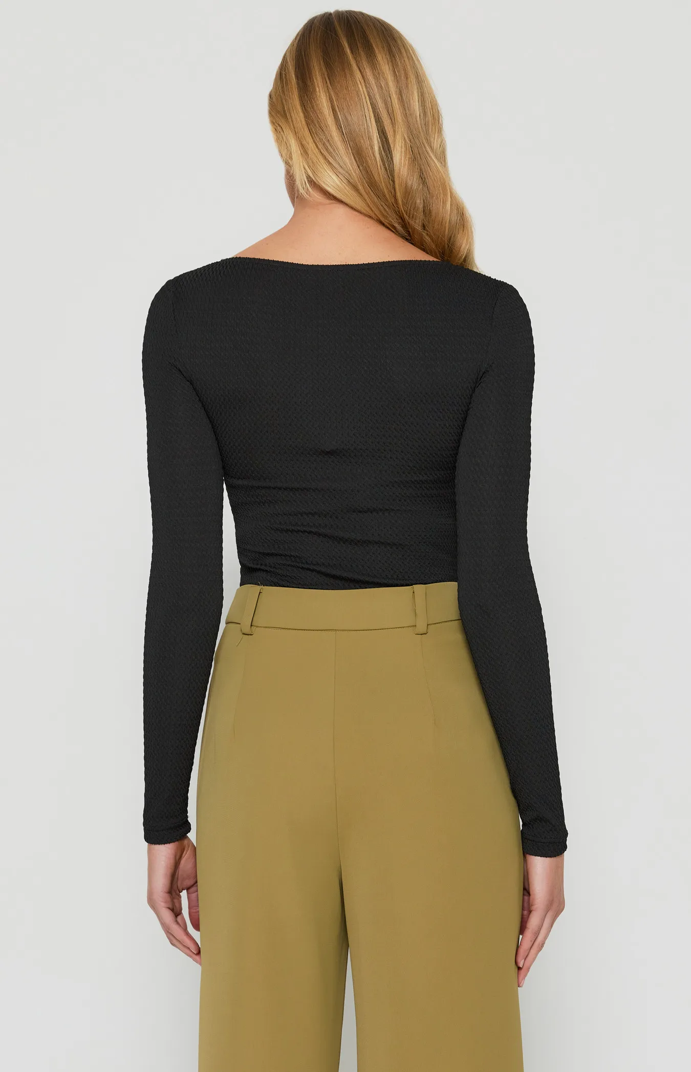 Front Cut Out Ring Detail Textured Jersey Top (WTO512A)