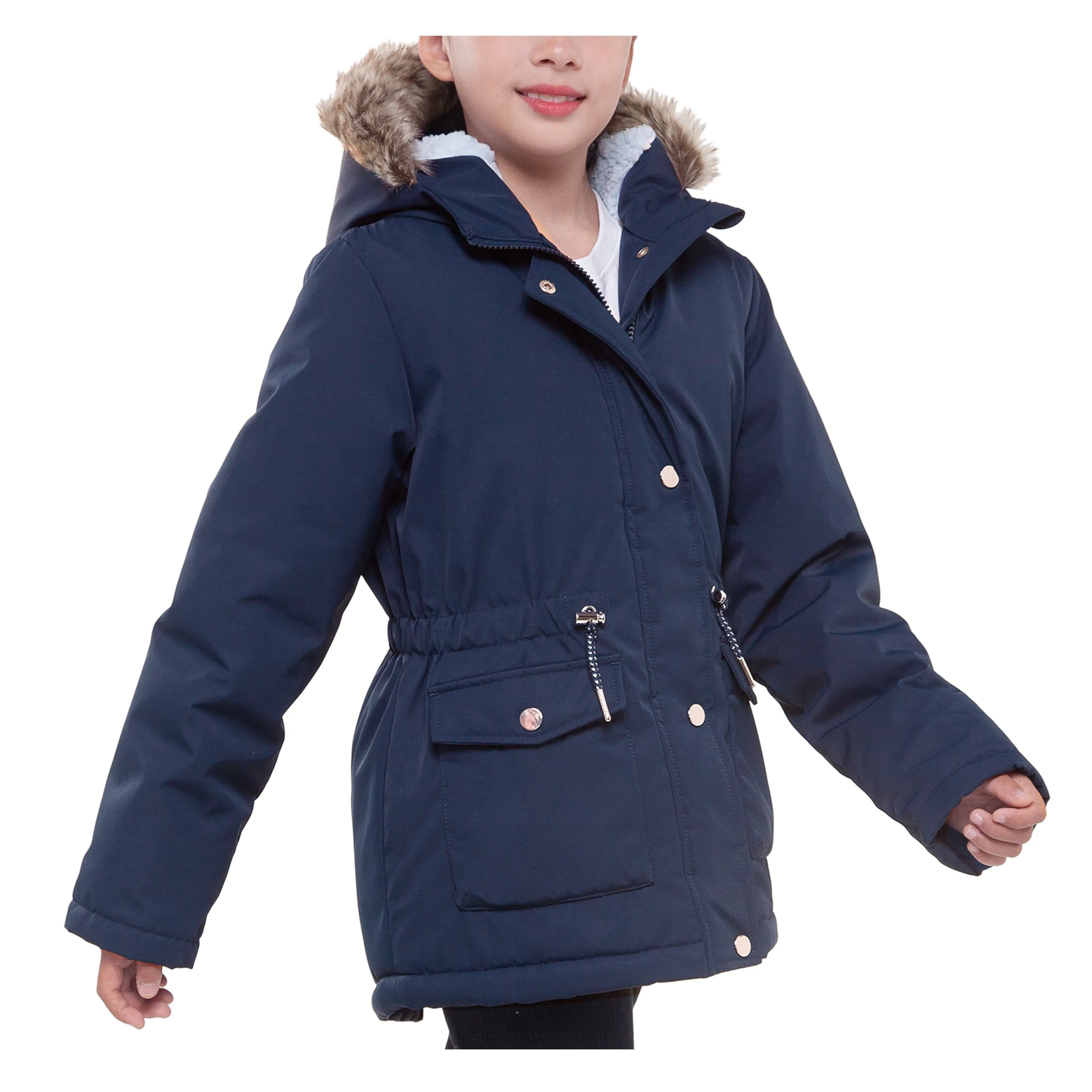 Girls' Water-Resistant Sherpa Fleece Lined Puffer Jacket Winter Parka Coat