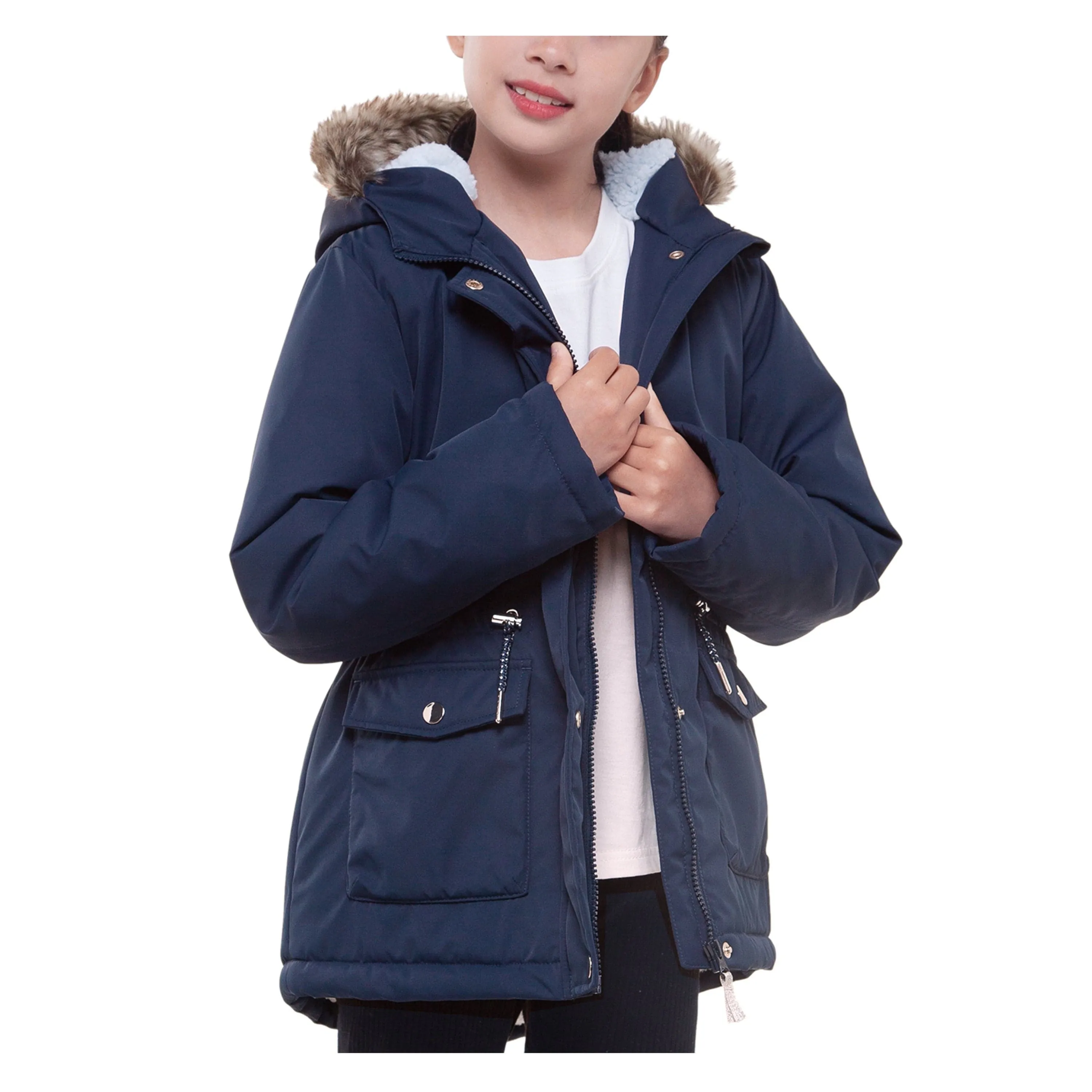 Girls' Water-Resistant Sherpa Fleece Lined Puffer Jacket Winter Parka Coat