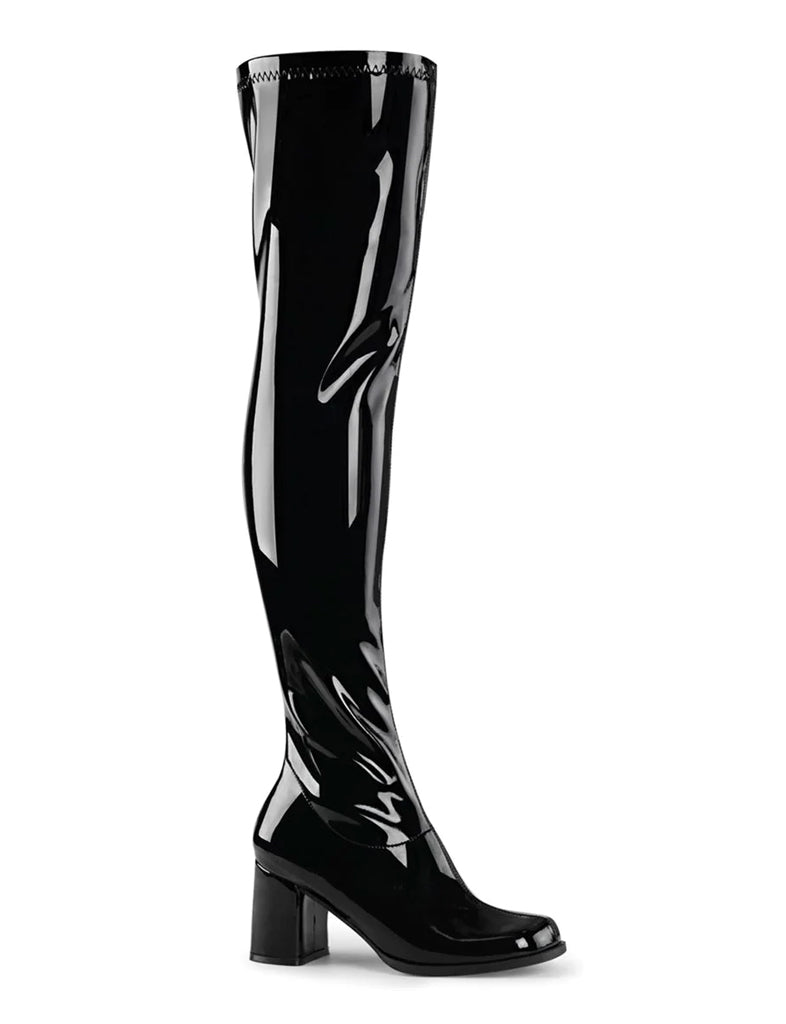 GOGO 3000 BOOTS - BLACK STRETCH PATENT *PRE ORDER*