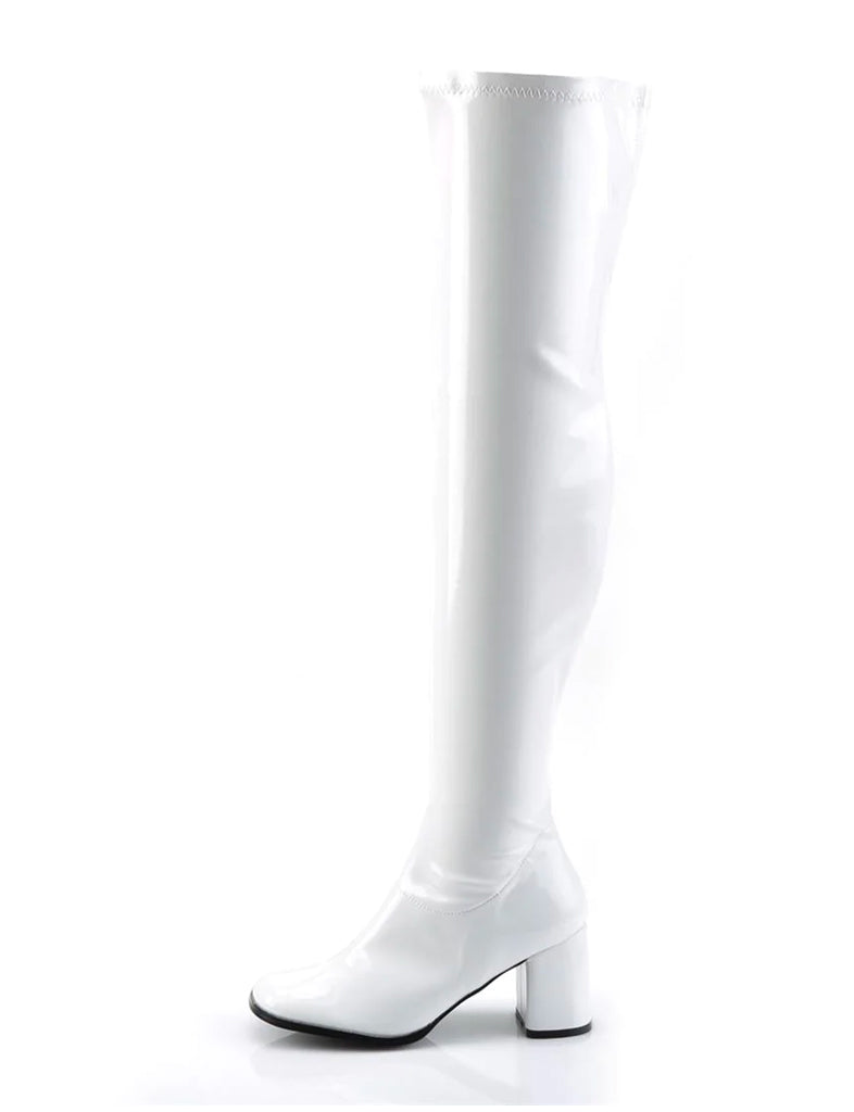 GOGO 3000 BOOTS - WHITE STRETCH PATENT *PRE ORDER*