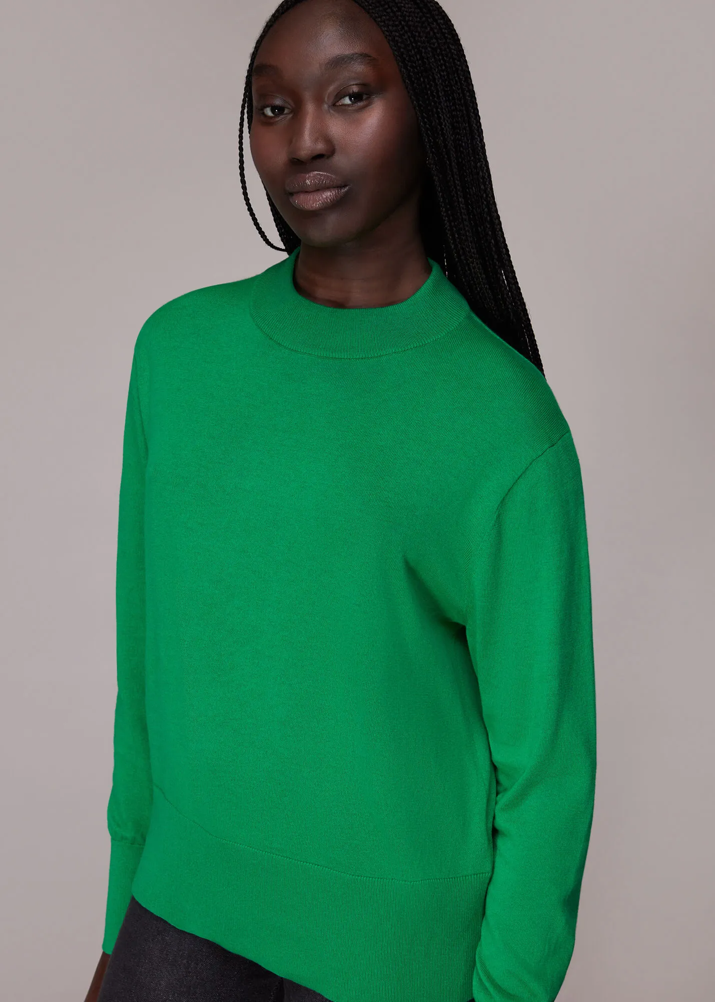 Green Mae High Neck Sweater