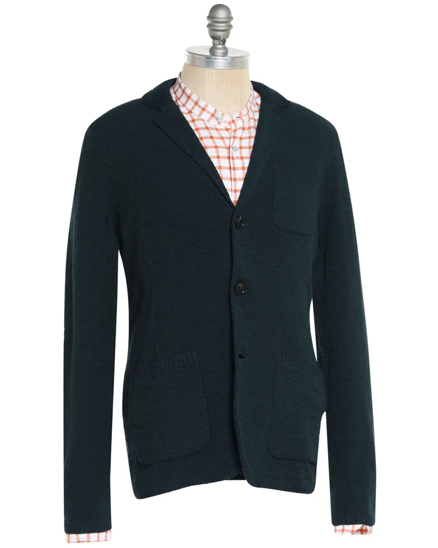 Green Mix Cotton Blend Sweater Jacket