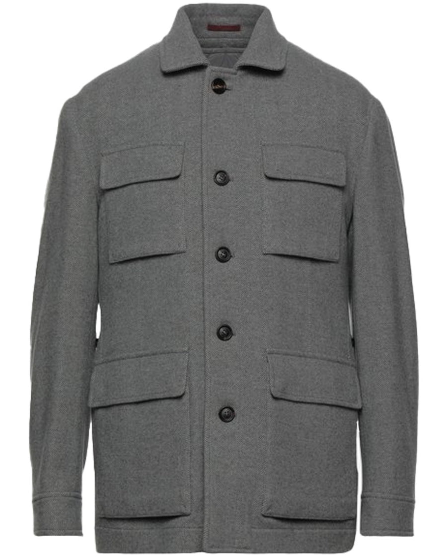 Grey and Green Wool Safari Jacket