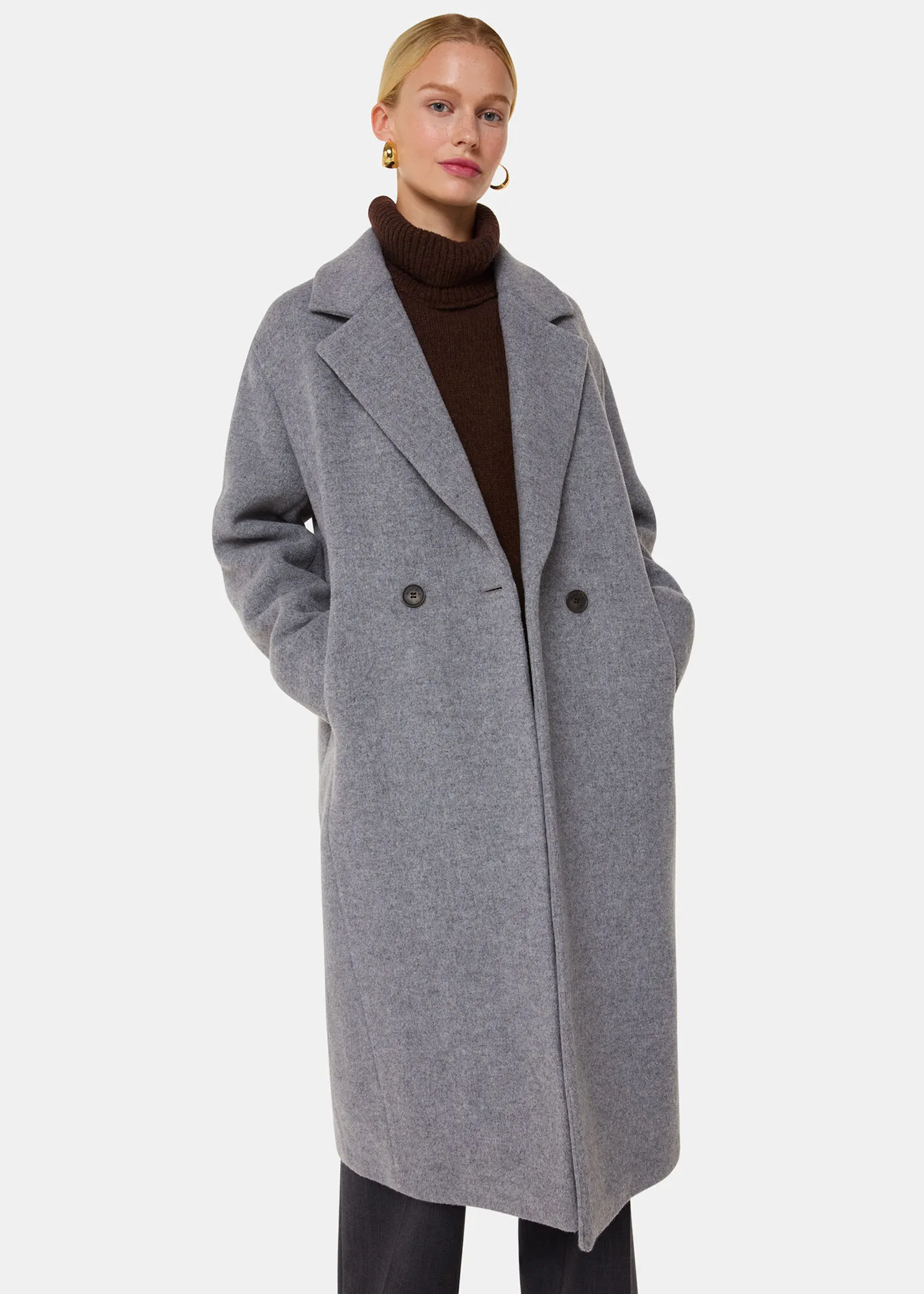 Grey Eliza Double Breasted Coat