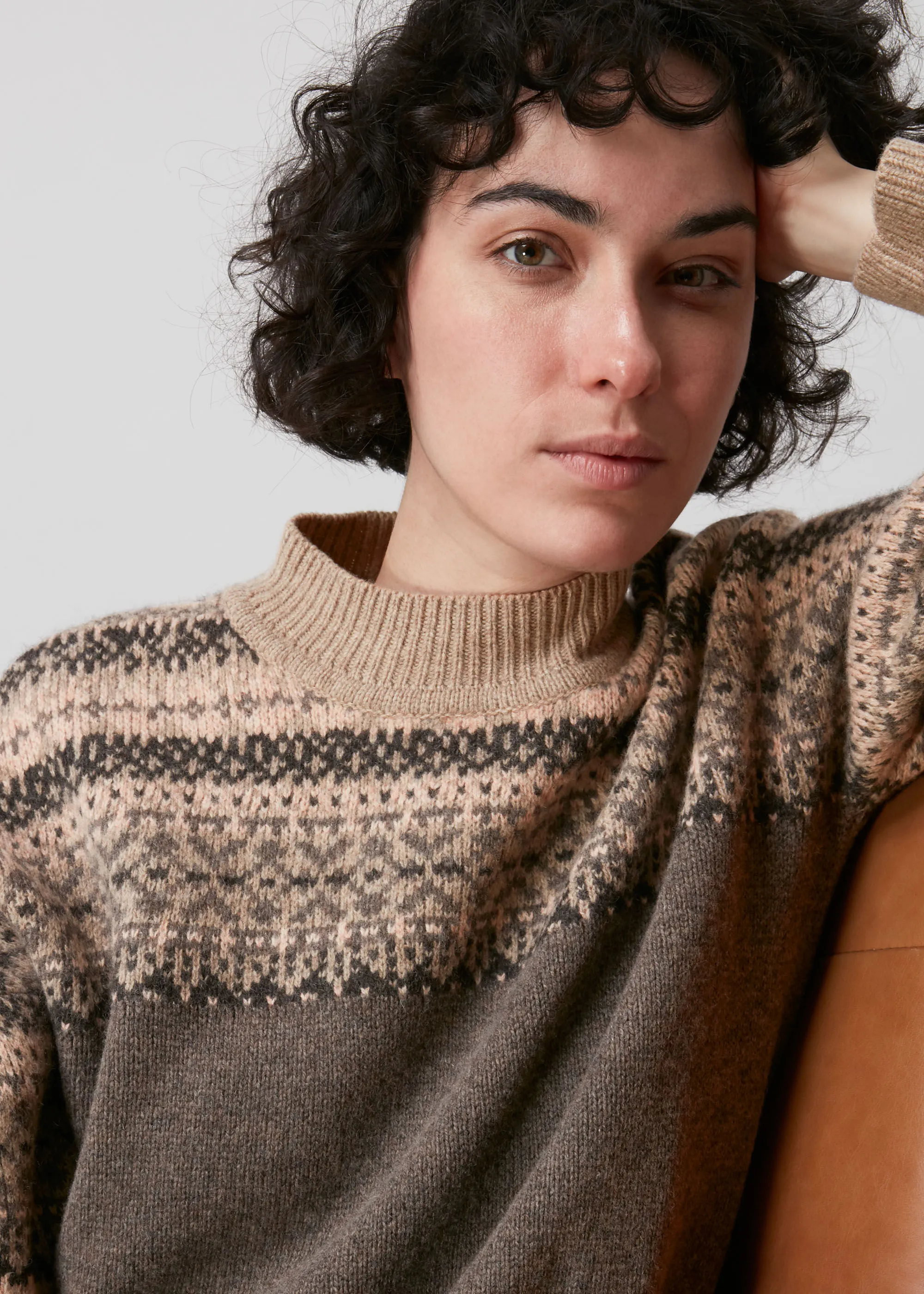 Grey Fairisle Crew Neck Sweater