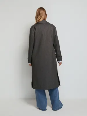 Grey Herringbone Longline Formal Coat | Women | George at ASDA