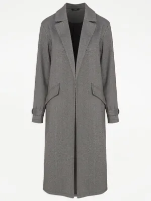 Grey Herringbone Longline Formal Coat | Women | George at ASDA