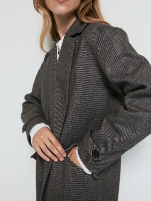 Grey Herringbone Longline Formal Coat | Women | George at ASDA