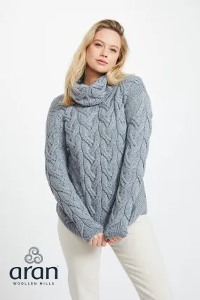 Grey Merino Cowl Neck Sweater