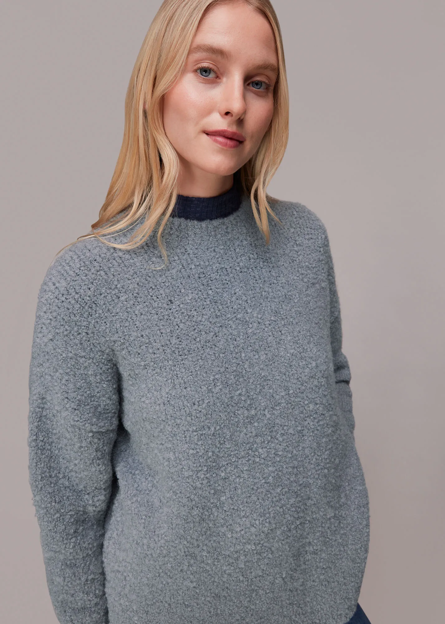 Grey Relaxed Boucle Sweater