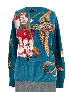 Gucci Embroidered Embellished Wool Sweater Size M