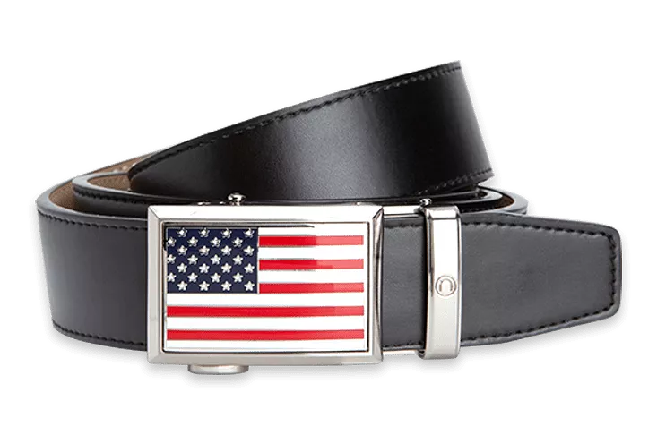 Heritage USA Flag Black 1 3/8 Strap, Dress Belt