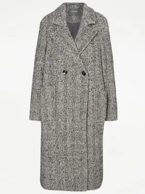 Herringbone Double Breasted Formal Coat | Women | George at ASDA