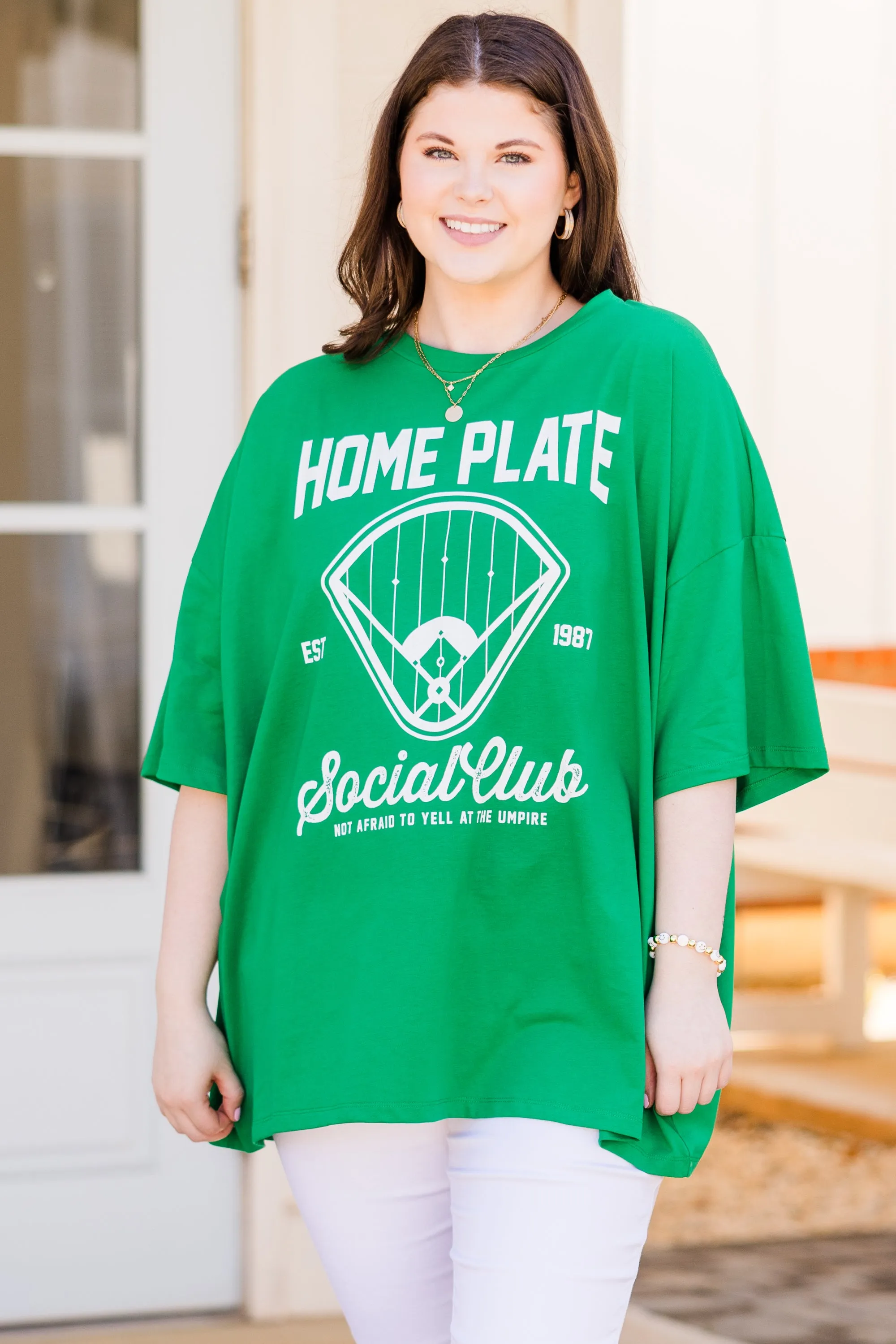 Home Plate Social Club Boyfriend Tee, Evergreen