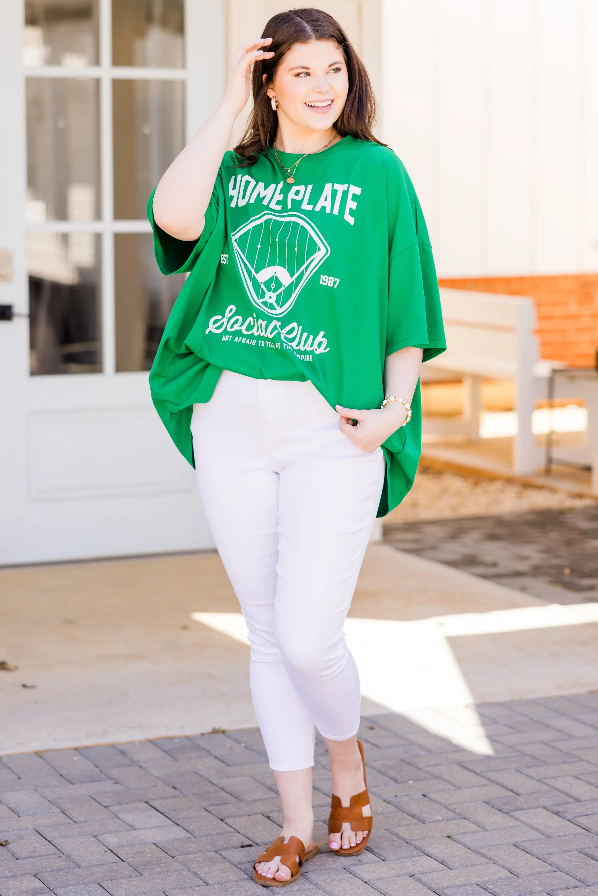 Home Plate Social Club Boyfriend Tee, Evergreen