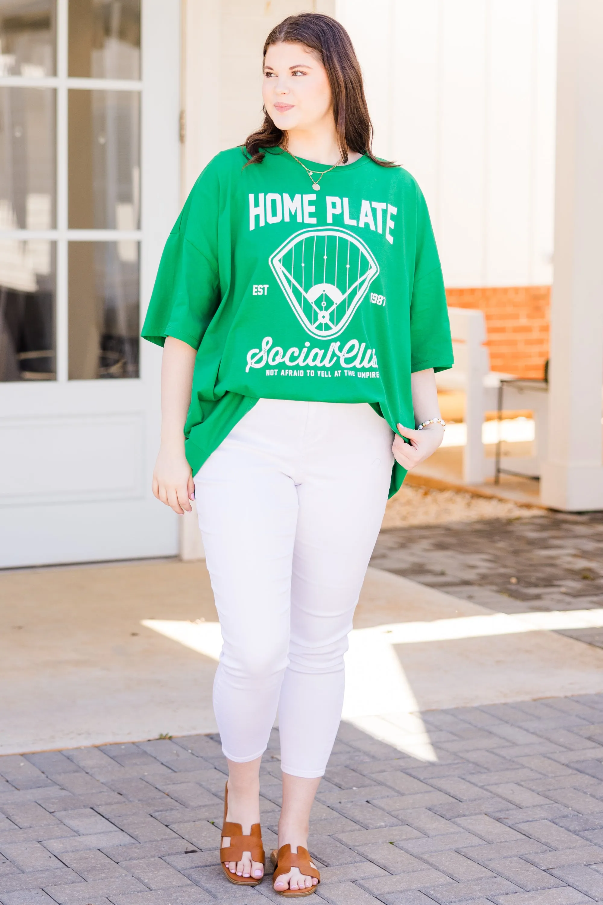 Home Plate Social Club Boyfriend Tee, Evergreen