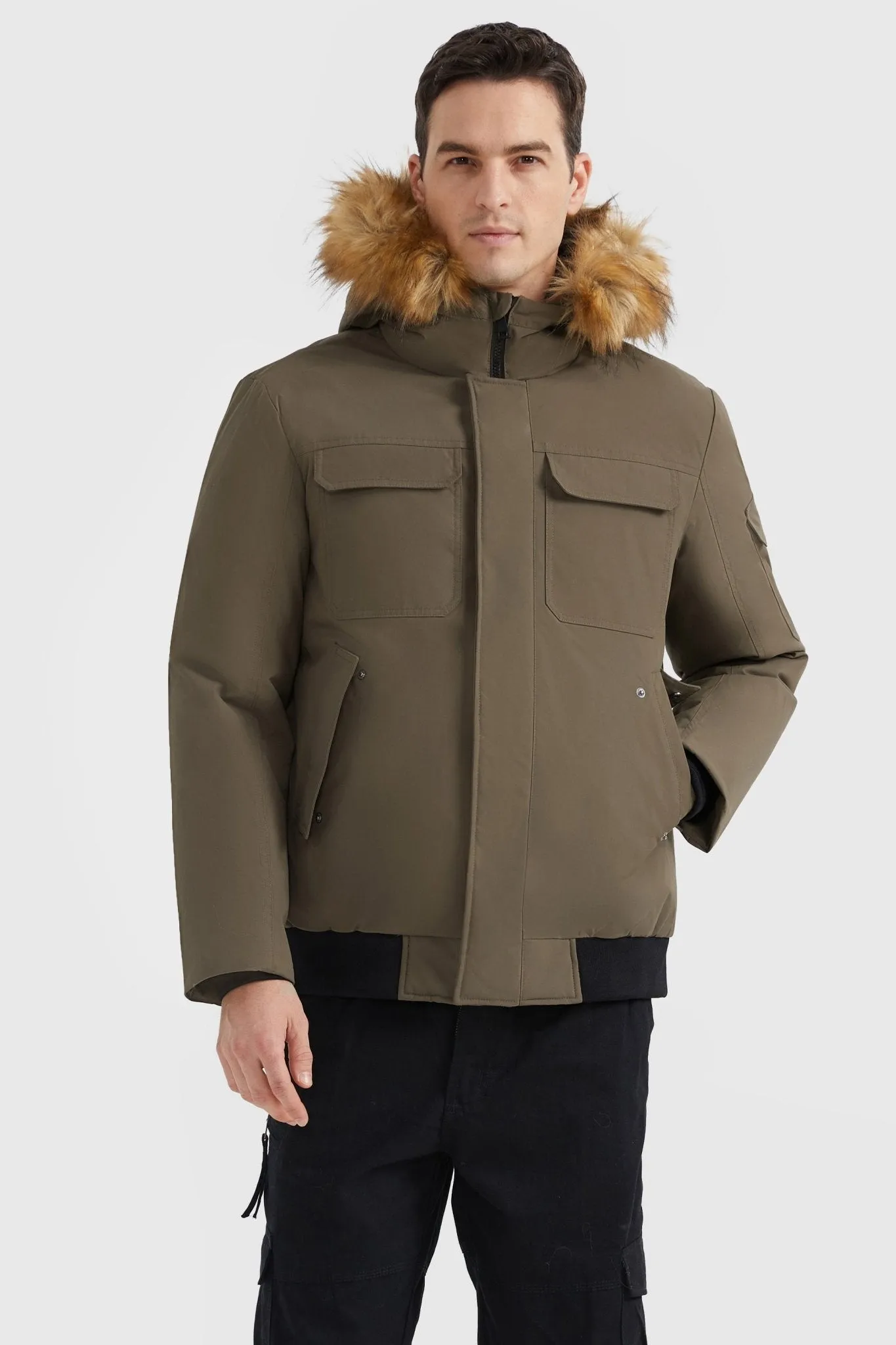 Hooded Mountain Parka with Faux Fur