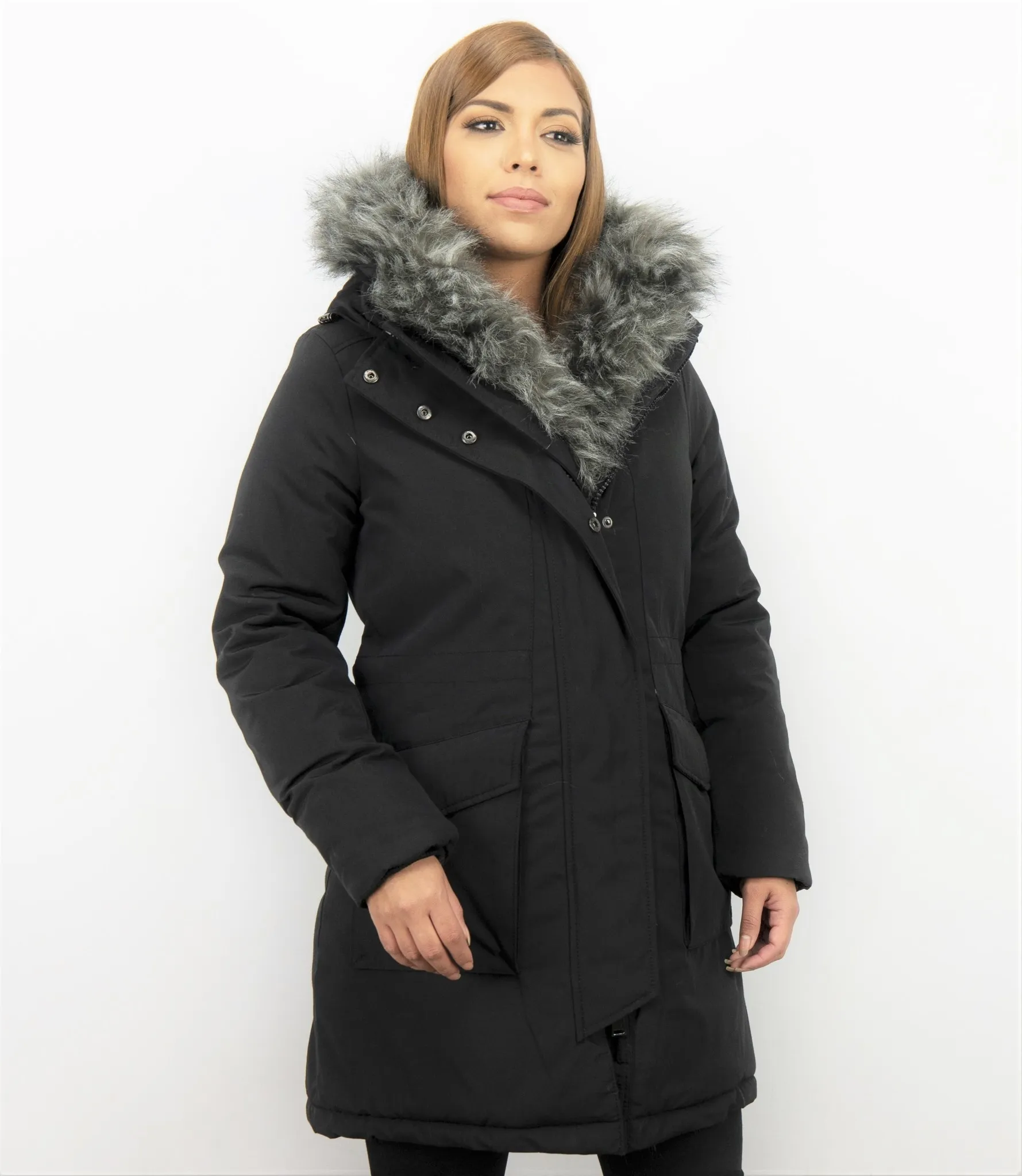 Imitation Fur Coat Women | Ladies Long Parka Black |