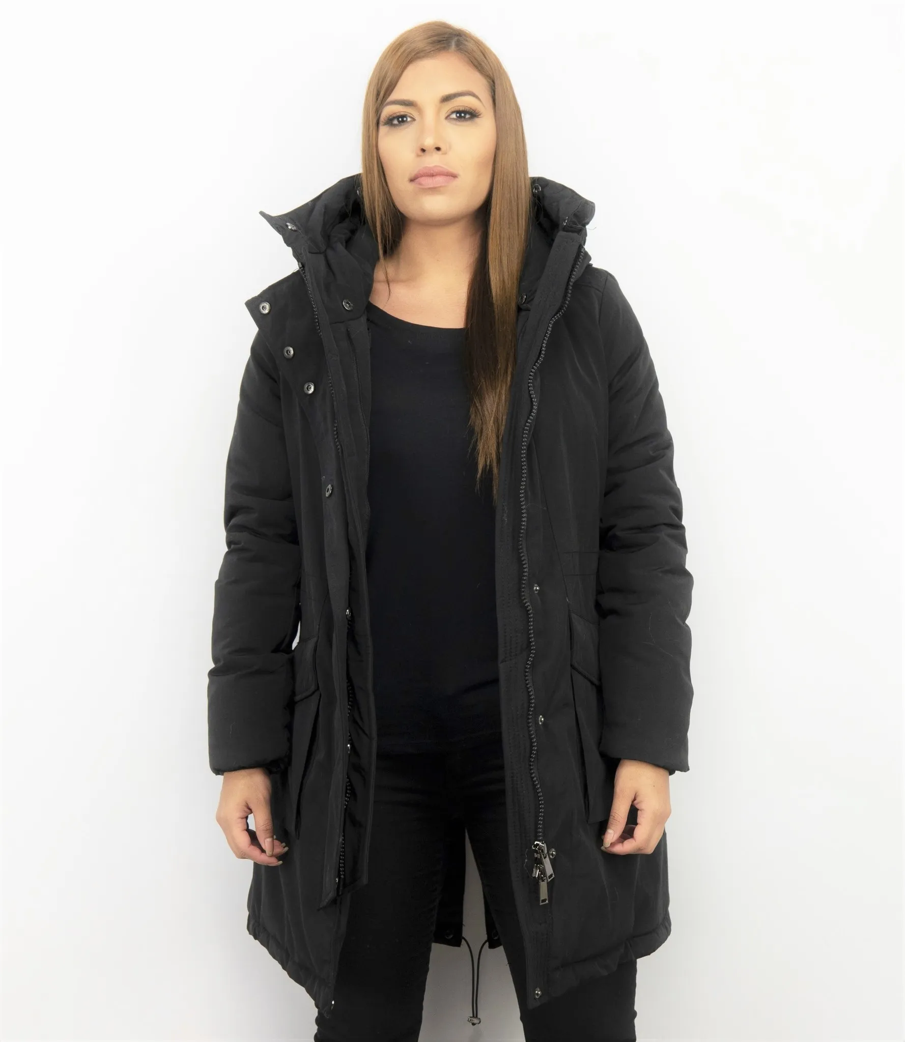 Imitation Fur Coat Women | Ladies Long Parka Black |