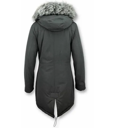 Imitation Fur Coat Women | Ladies Long Parka Black |