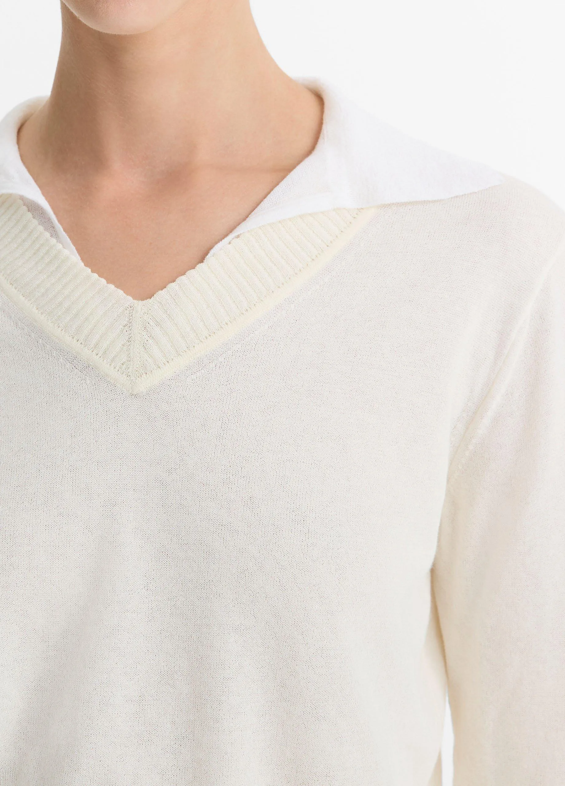 Italian Cotton-Blend Double-Layer Sweater