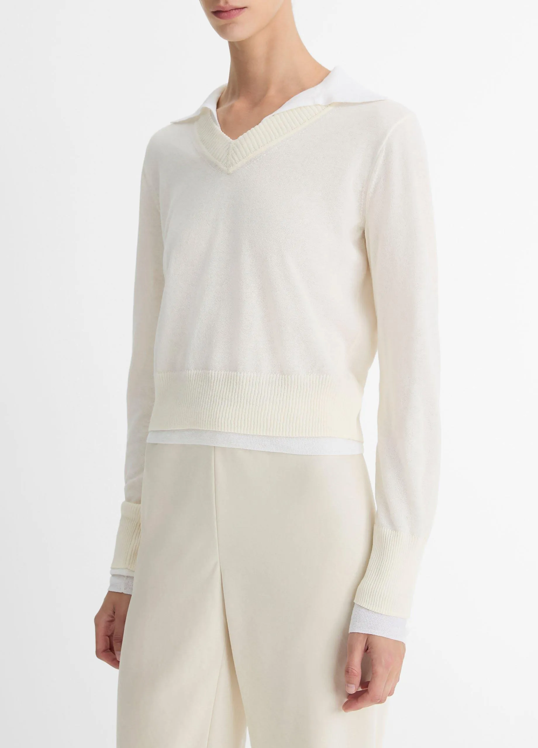 Italian Cotton-Blend Double-Layer Sweater