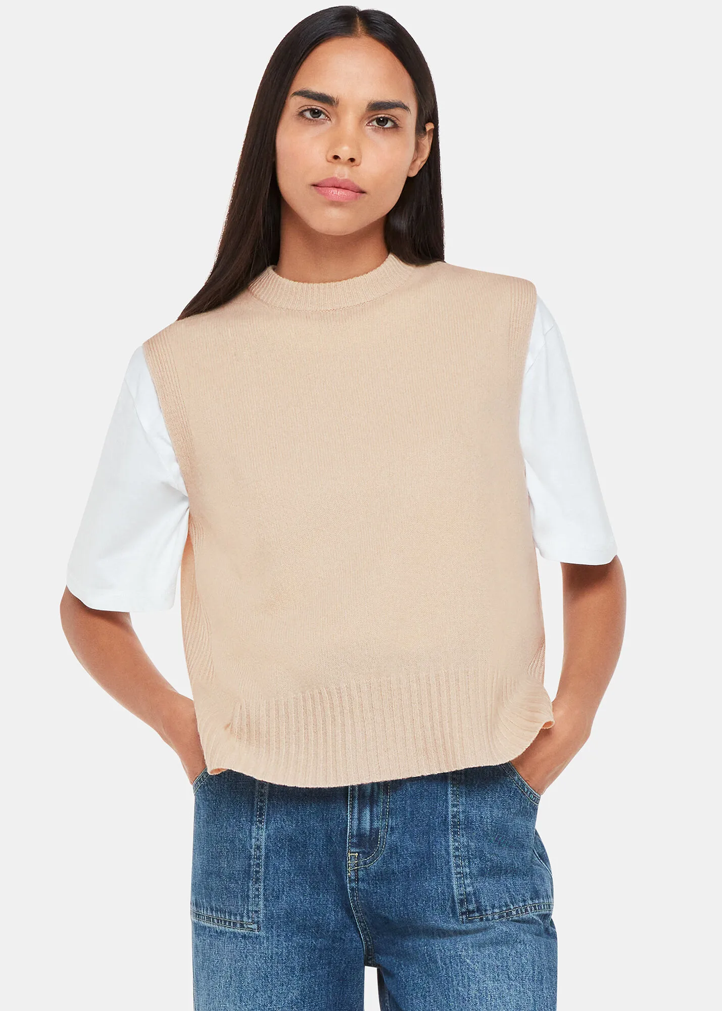 Ivory Wool Sleeveless Sweater Vest