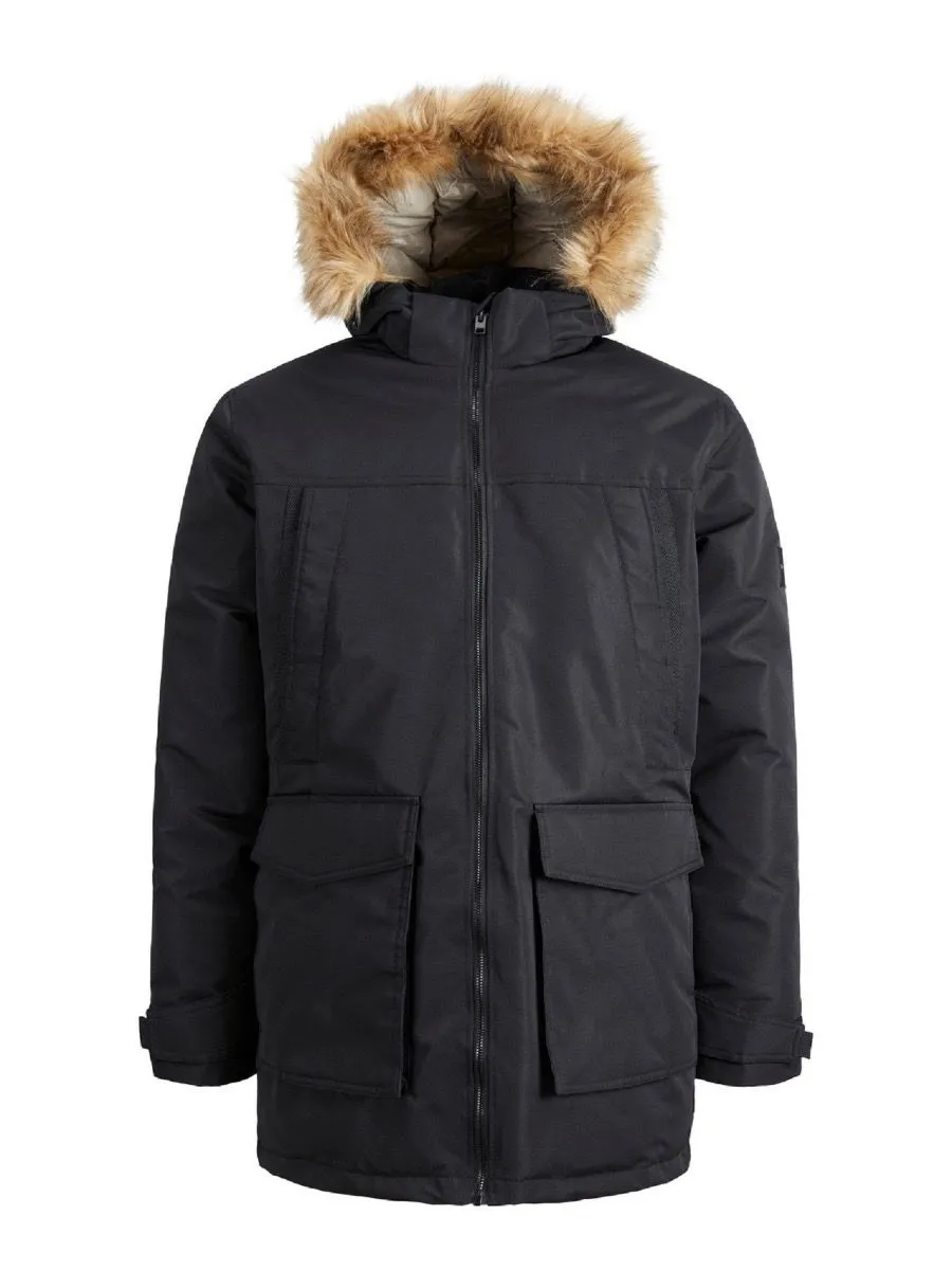 Jack & Jones Hooded Craft Parka Jacket Black