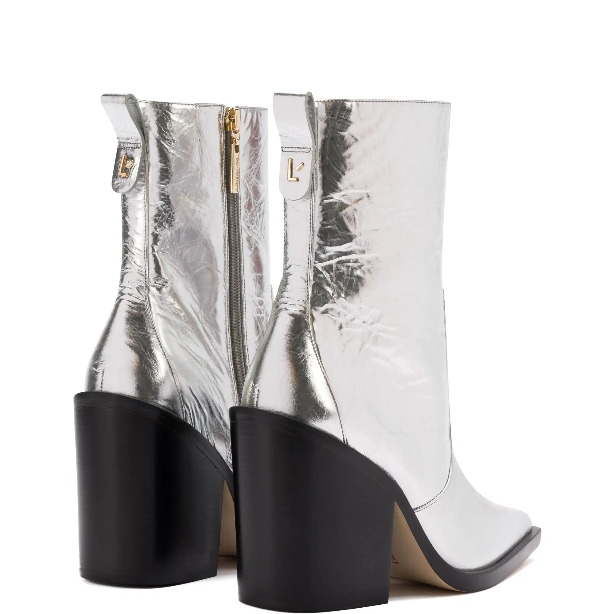 James Boot In Silver Crinkled Leather