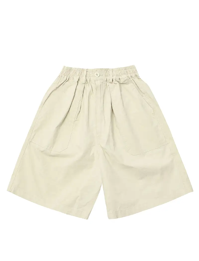 Kappy One Tuck Wide Fatigue Half Pants Cream