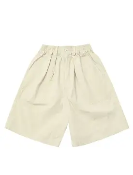 Kappy One Tuck Wide Fatigue Half Pants Cream