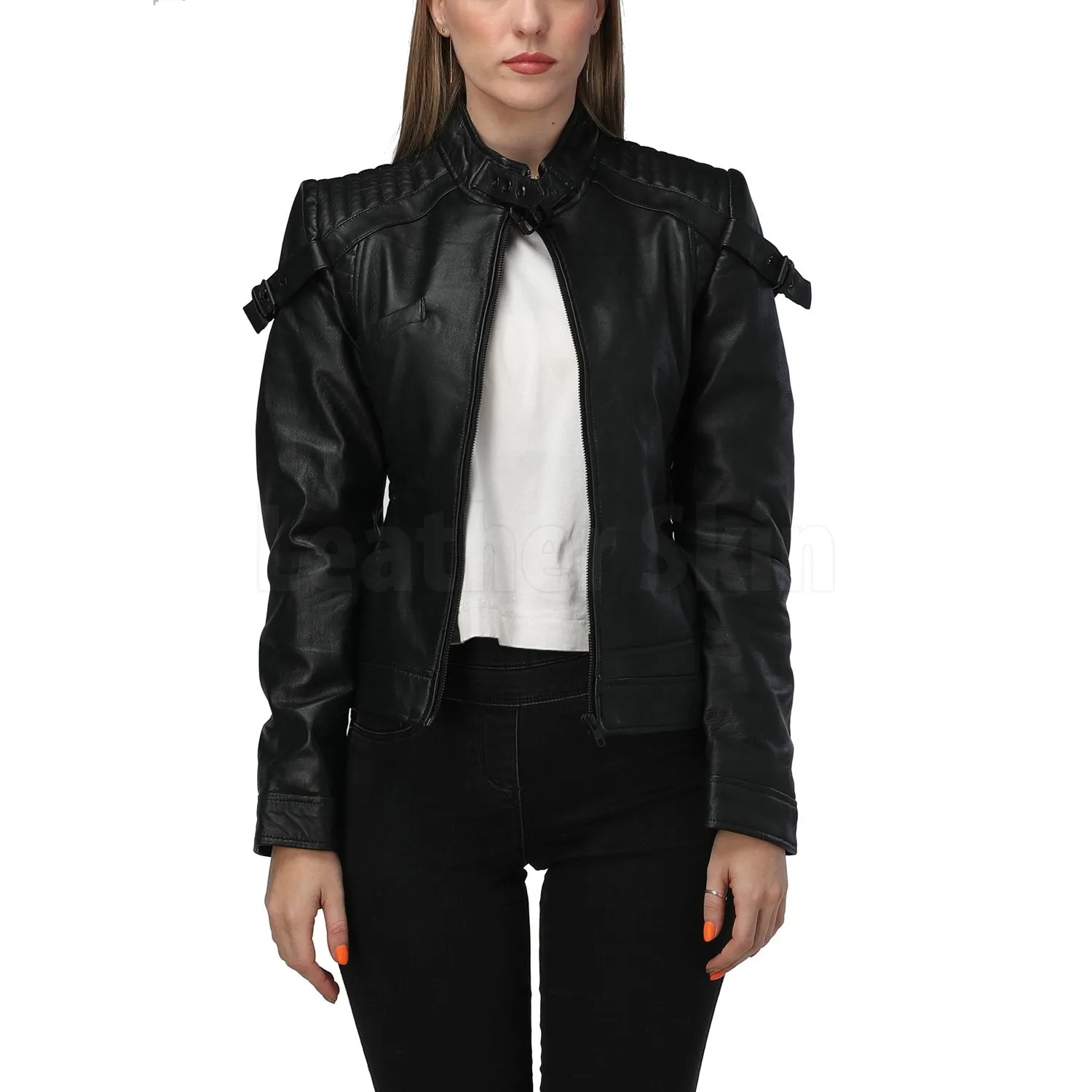 Katniss Black Quilted Leather Jacket - Leather Skin Shop