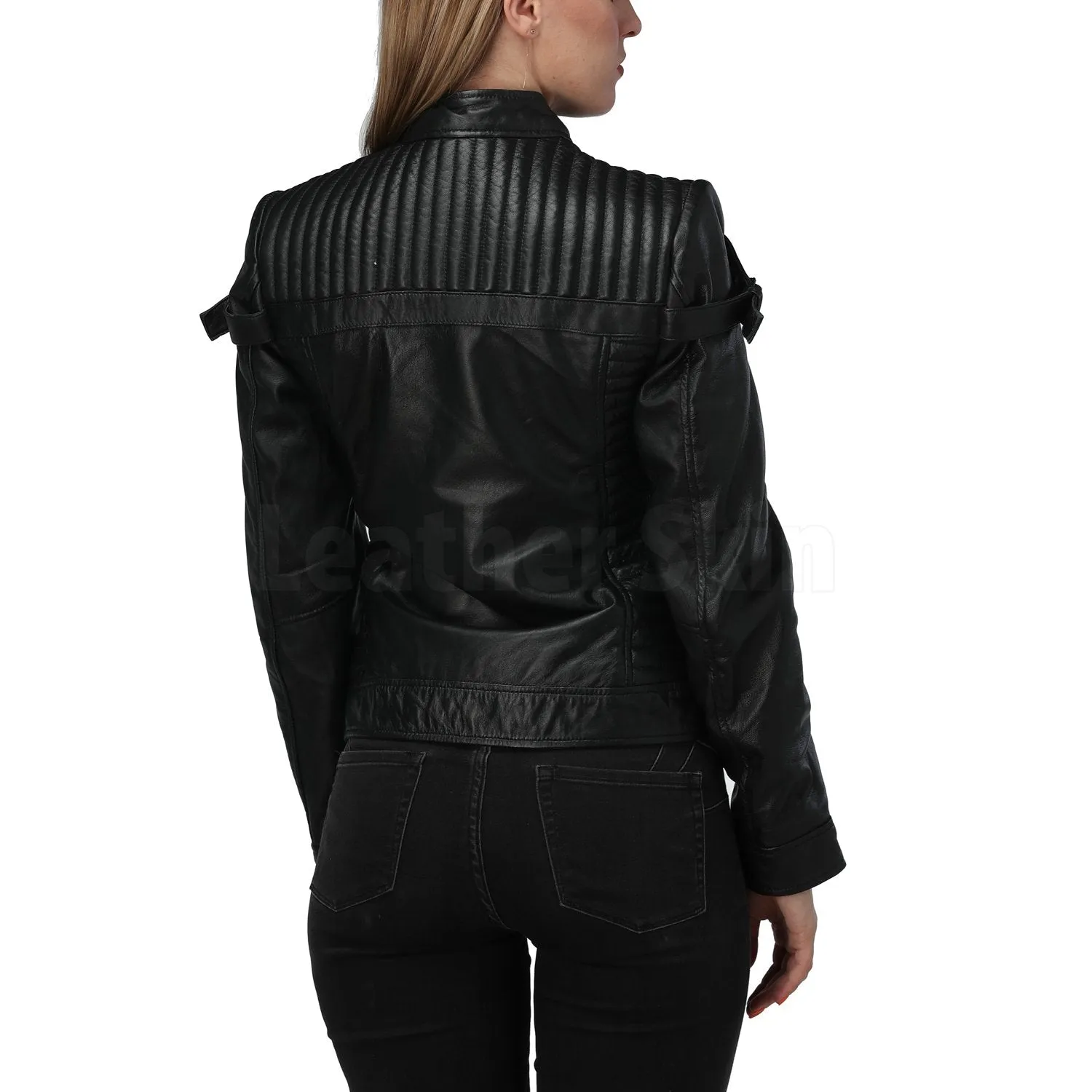 Katniss Black Quilted Leather Jacket - Leather Skin Shop