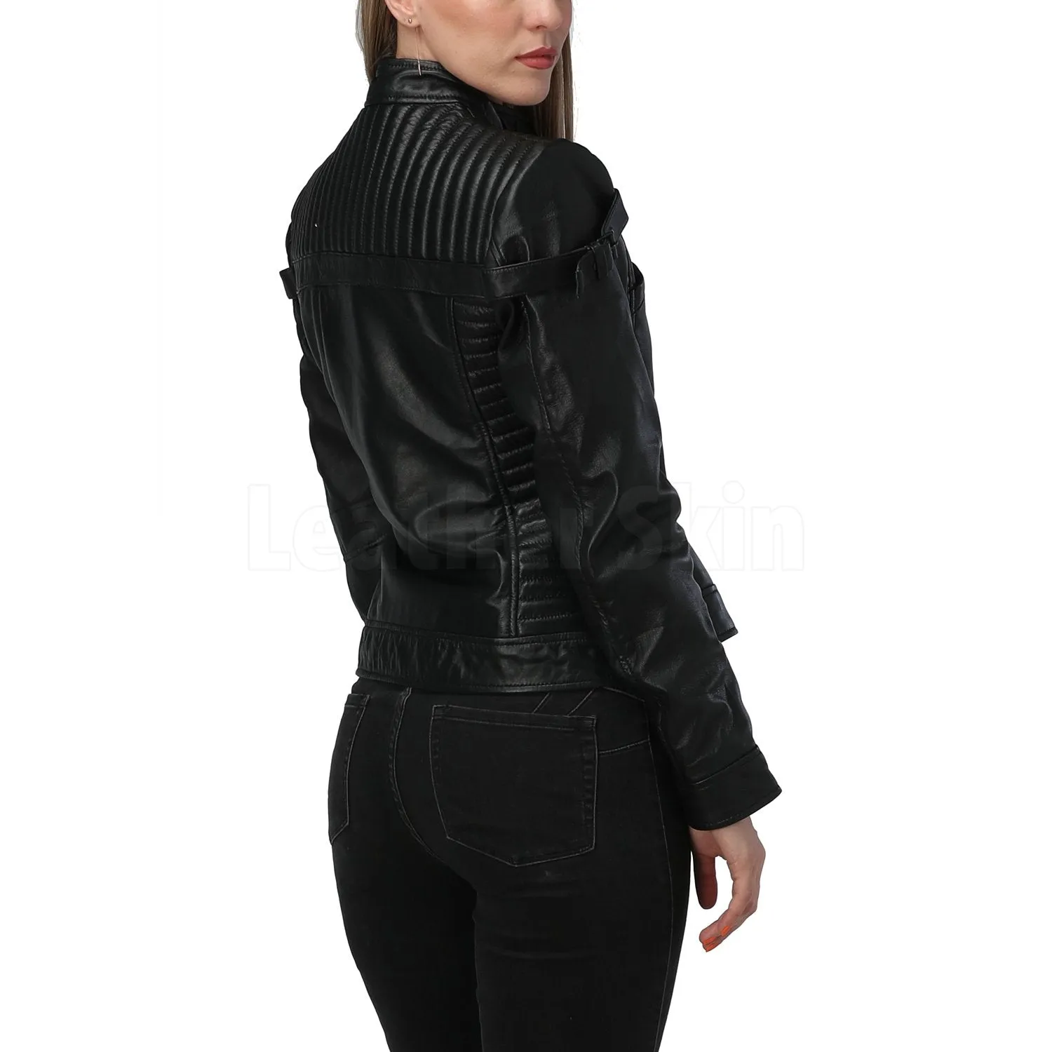 Katniss Black Quilted Leather Jacket - Leather Skin Shop