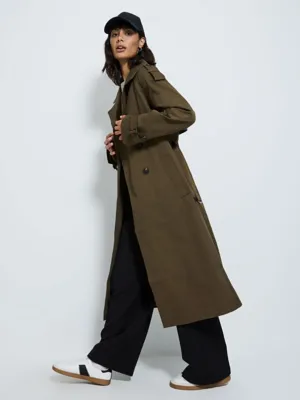 Khaki Belted Trench Coat | Women | George at ASDA