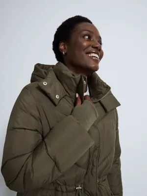 Khaki Long Hooded Padded Coat | Women | George at ASDA