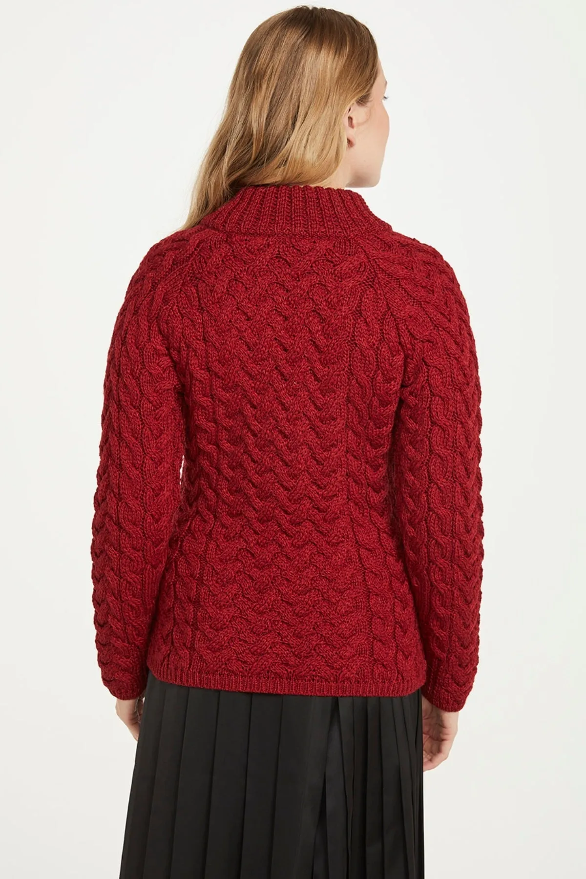 Knightstown Aran Crew Sweater in Red