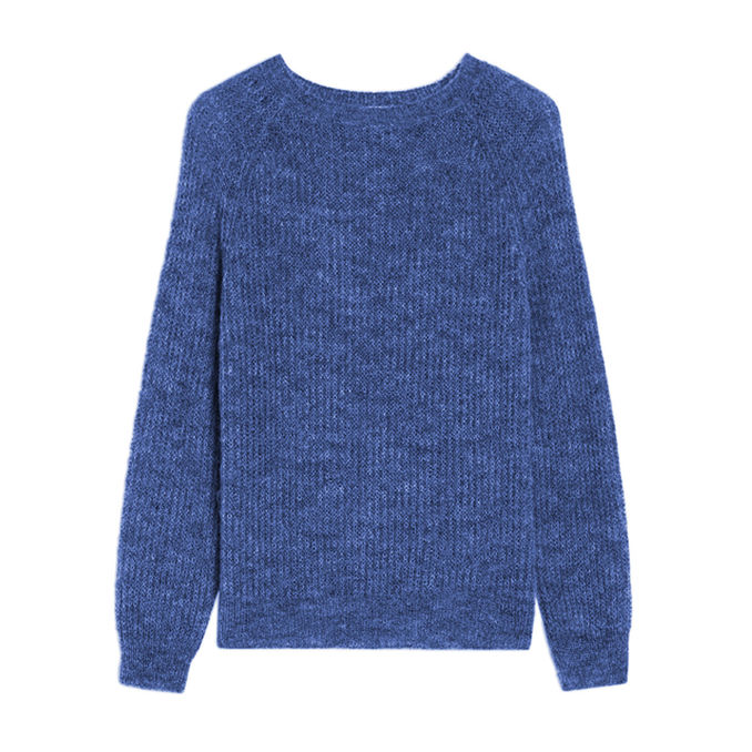 KNIT FRINGY Woman Solid Blue